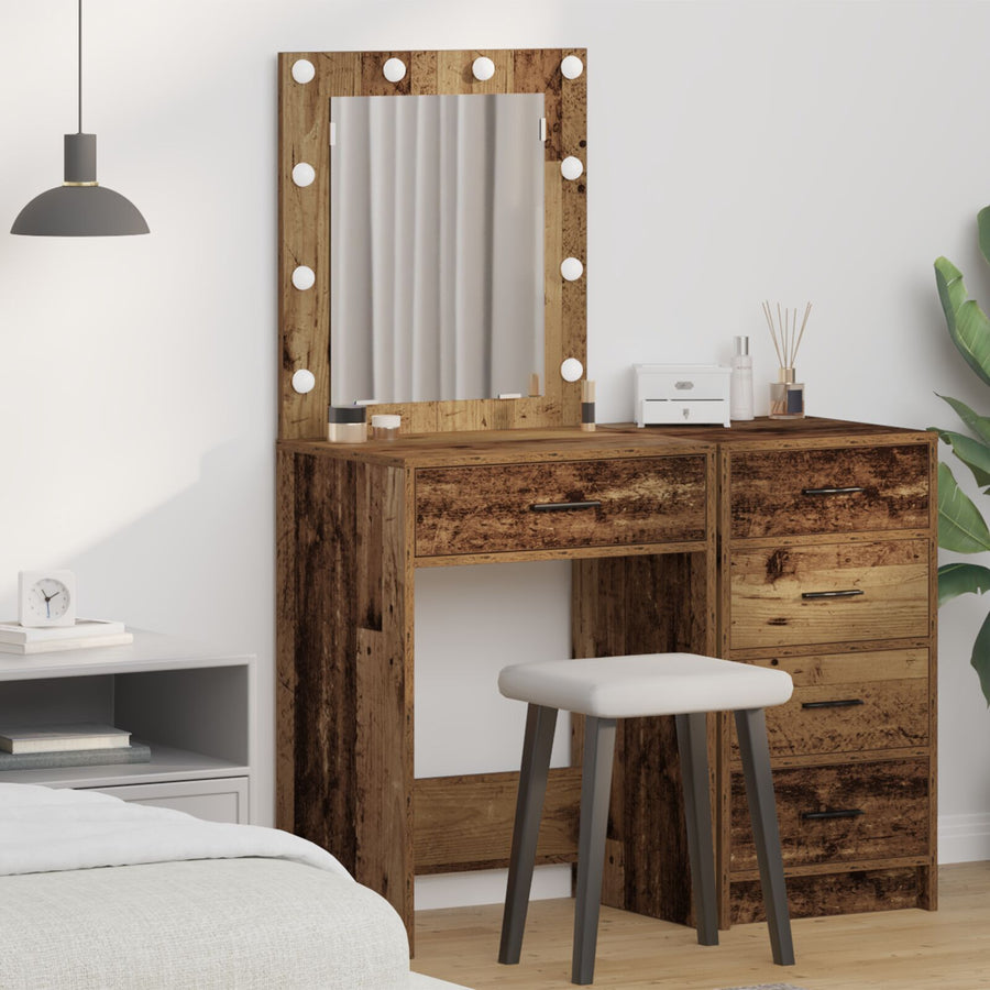 Kaptafel Met Led-Verlichting Oud hout 50 x 41 x 135 cm
