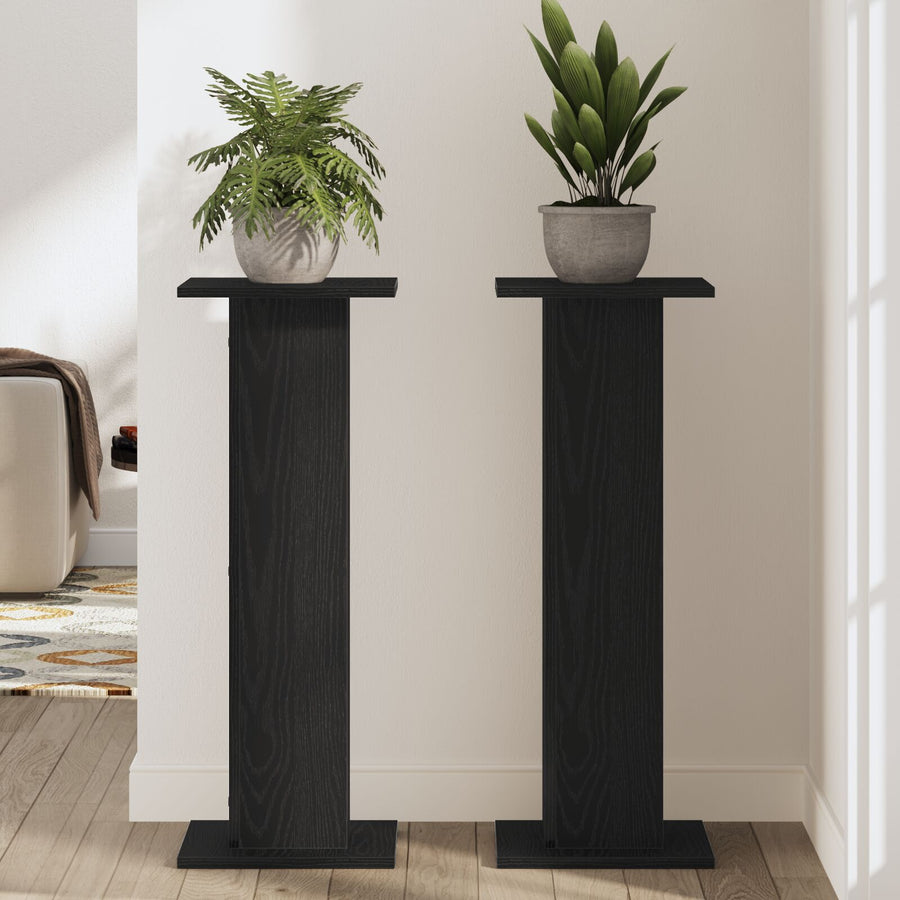 Plantenstandaard 2 Stuks Bewerkt Hout 30 x 30 x 80 cm Zwart eiken