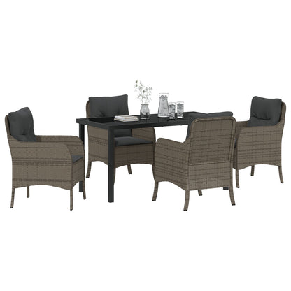 5-Delig Tuin Eetset Met Kussens Grijs Poly Rattan