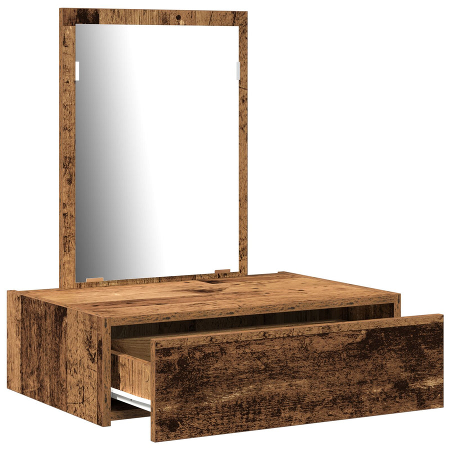 Wandkaptafel 60 x 40 x 70 cm Oud hout zonder LED