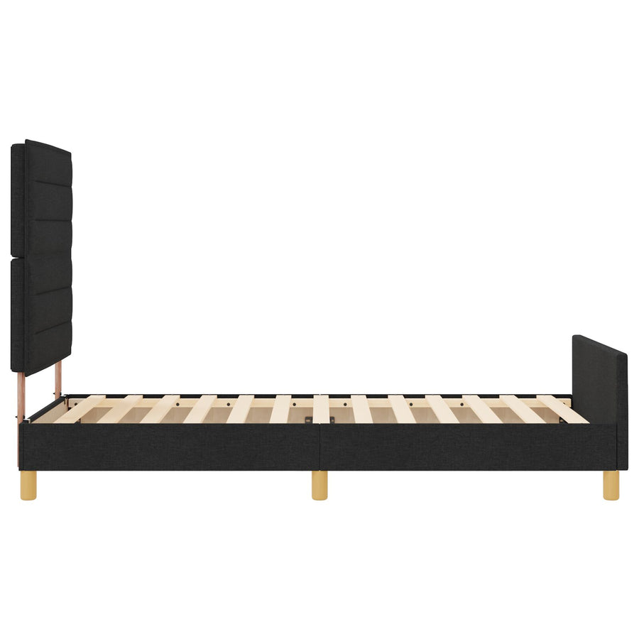 Zwart Stof Bedframe 80X200 Cm Crème