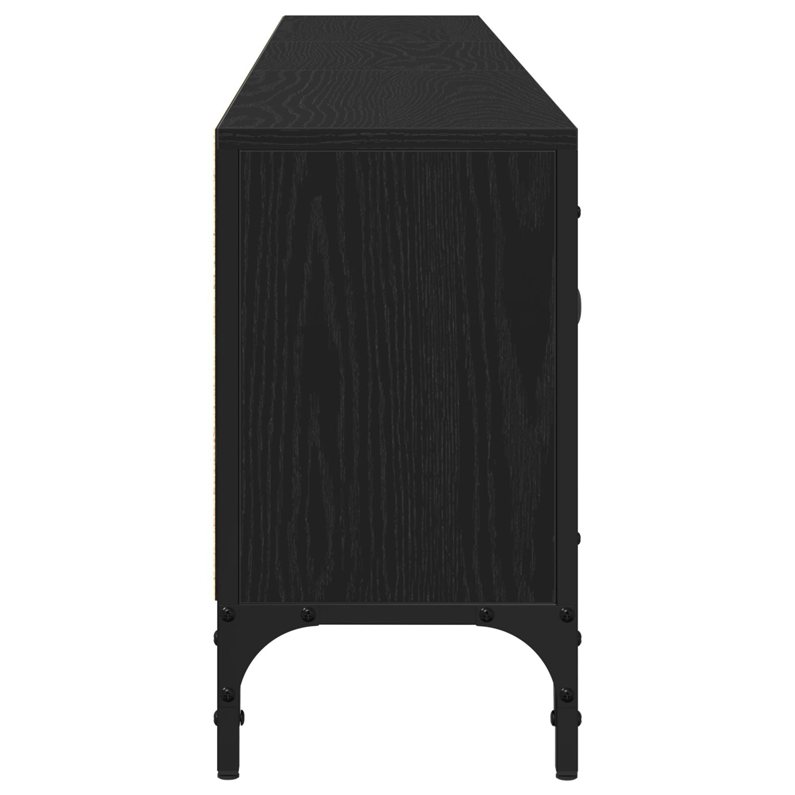 Tv-Meubel Met Lade Zwart Eiken 200X25X44 Cm Bewerkt Hout Zwart Eiken