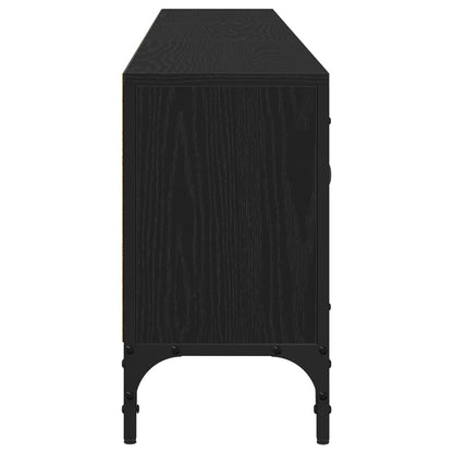 Tv-Meubel Met Lade Zwart Eiken 200X25X44 Cm Bewerkt Hout Zwart Eiken