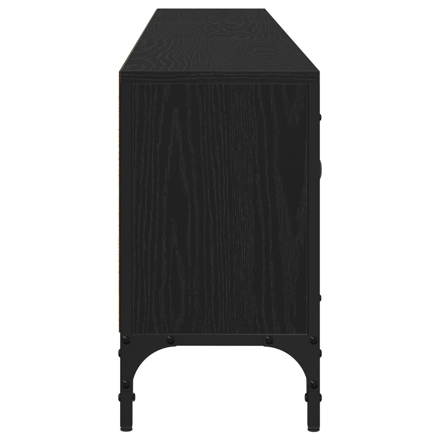Tv-Meubel Met Lade Zwart Eiken 200X25X44 Cm Bewerkt Hout Zwart Eiken