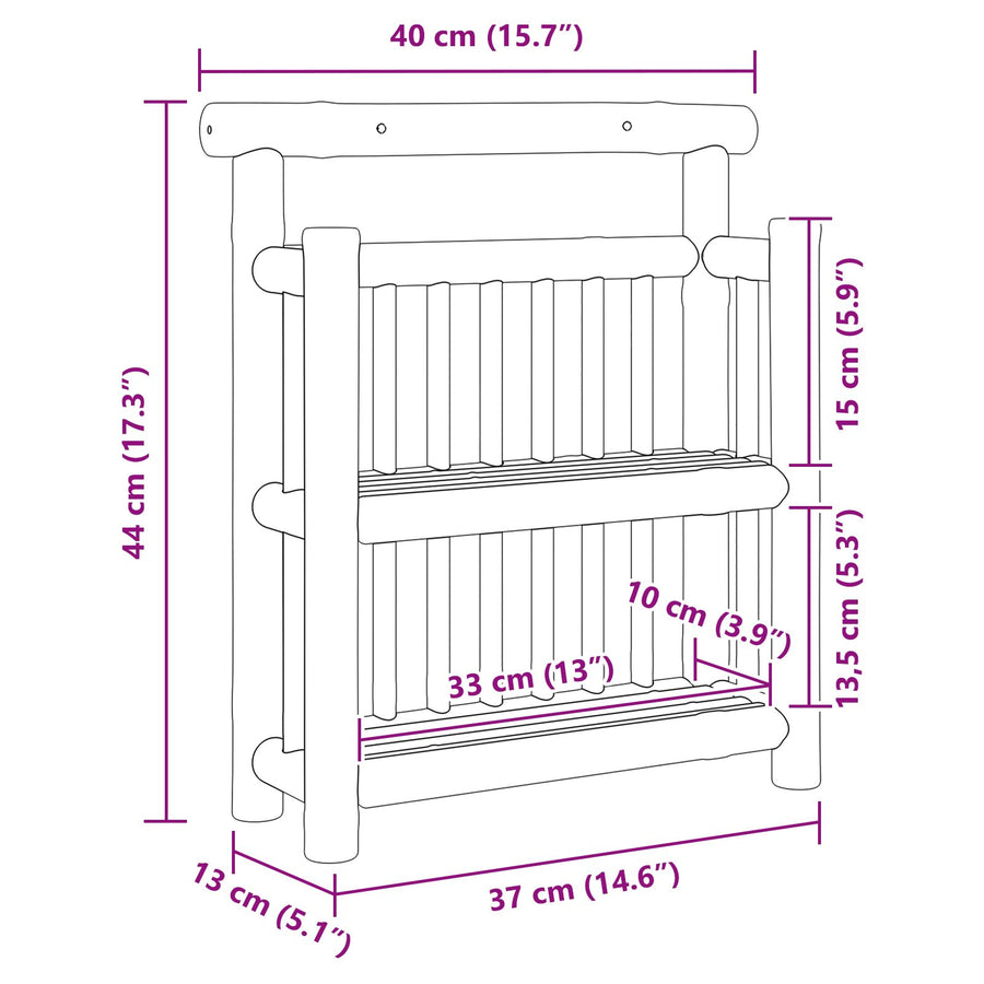 Wandplank 2 Niveau's 40X13X44 Cm Bamboe