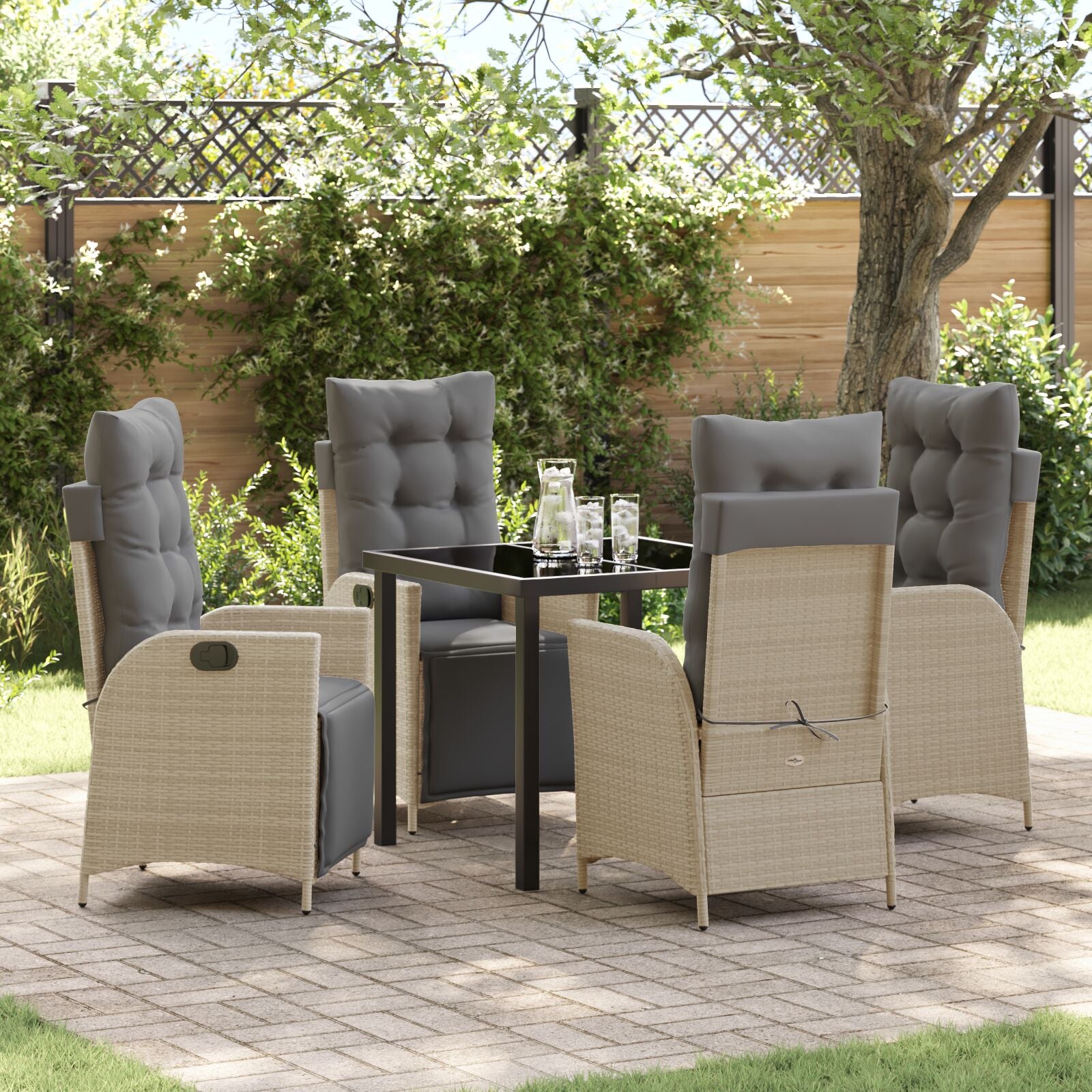 5-Delig Tuin Eetset Beige Poly Rattan