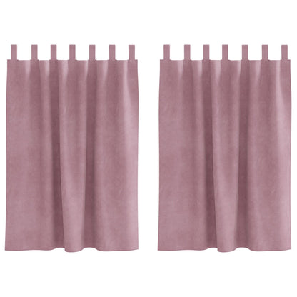 Blackout Gordijnen Met Hanglussen 2 Stuks Donker Roze Velvet Donkerroze 140 x 140 cm met ophanglussen