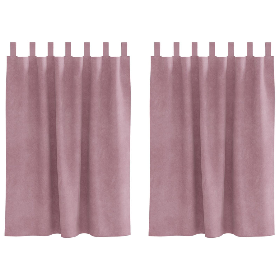 Blackout Gordijnen Met Hanglussen 2 Stuks Donker Roze Velvet Donkerroze 140 x 140 cm met ophanglussen