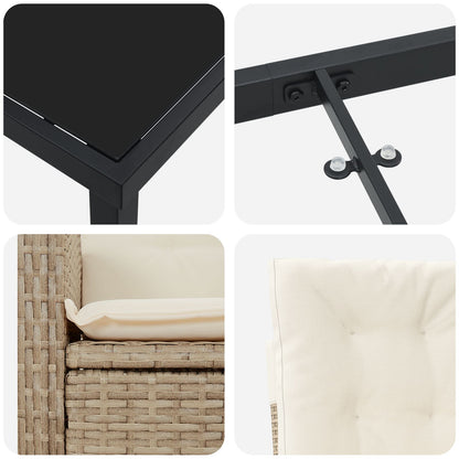 5-Delige Tuinset Met Kussens In Beige Poly Rattan