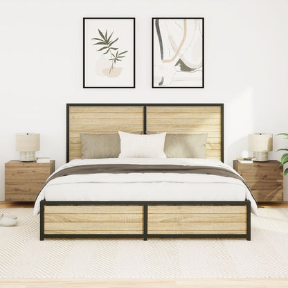 Bedside Cabinets Met Led Lichten Wandgemonteerd 2 Stuks Artisan Eiken Ambachtelijk eiken