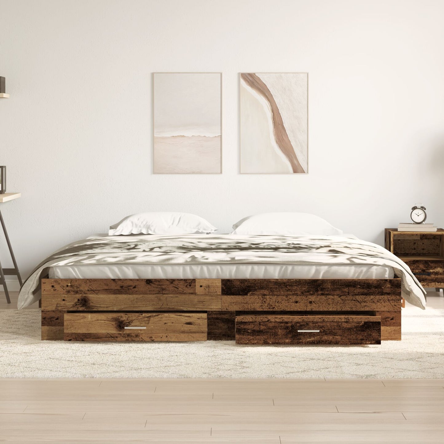 Bedframe Met Lades Oud Hout 180X200 Cm Engineered Hout Ambachtelijk Eiken