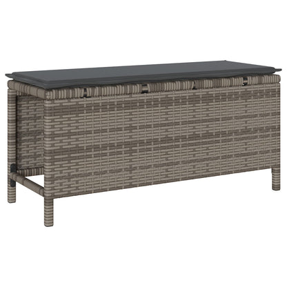 3-Delige Tuin Eetset Met Kussens Poly Rattan Acacia 100 cm Grijs 2 krukken