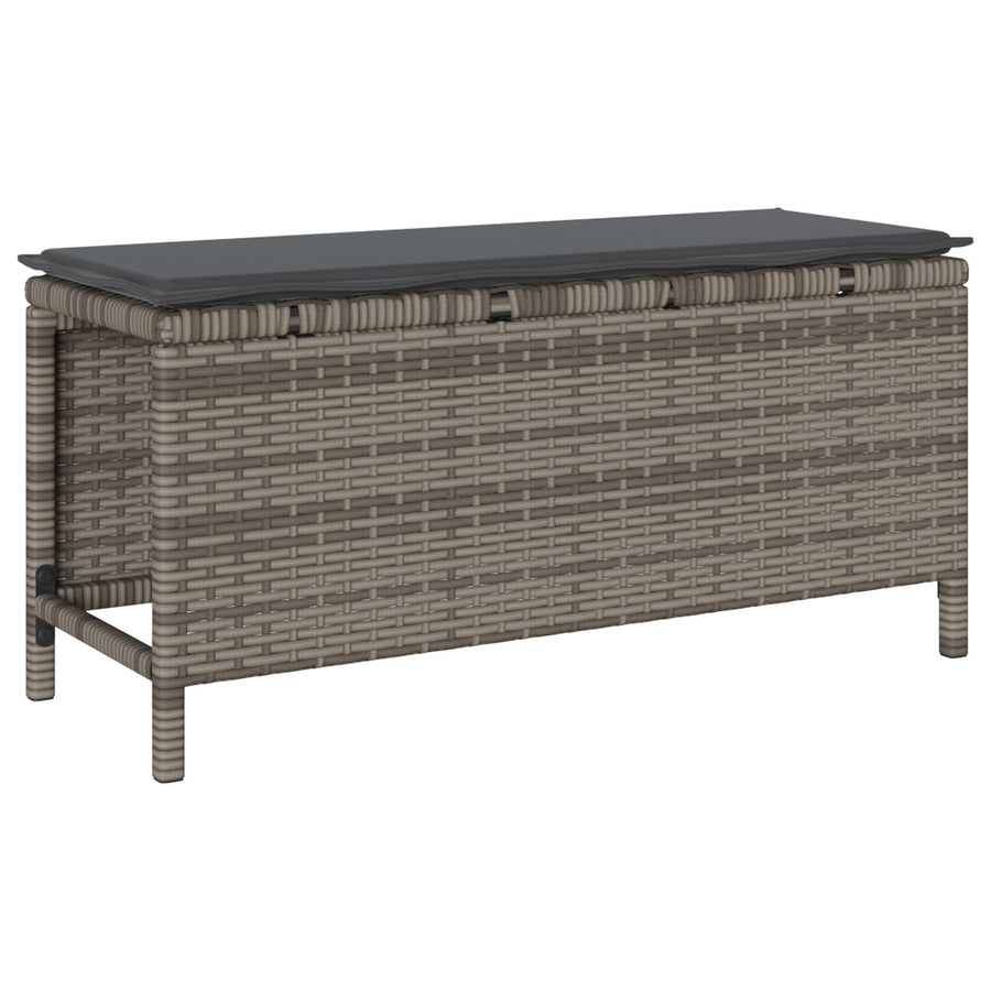 3-Delige Tuin Eetset Met Kussens Poly Rattan Acacia 100 cm Grijs 2 krukken