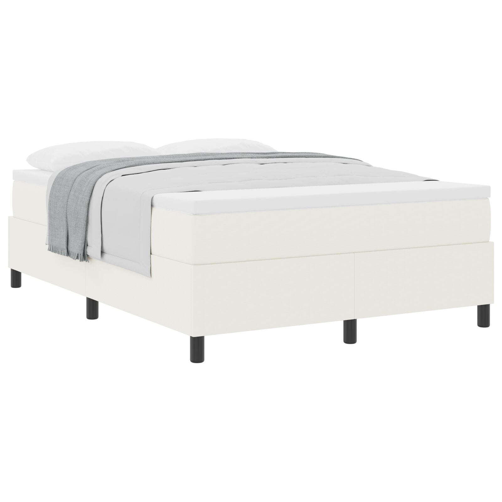 Boxspringbed Met Matras Crème 160X200 Cm Corduroy Stof