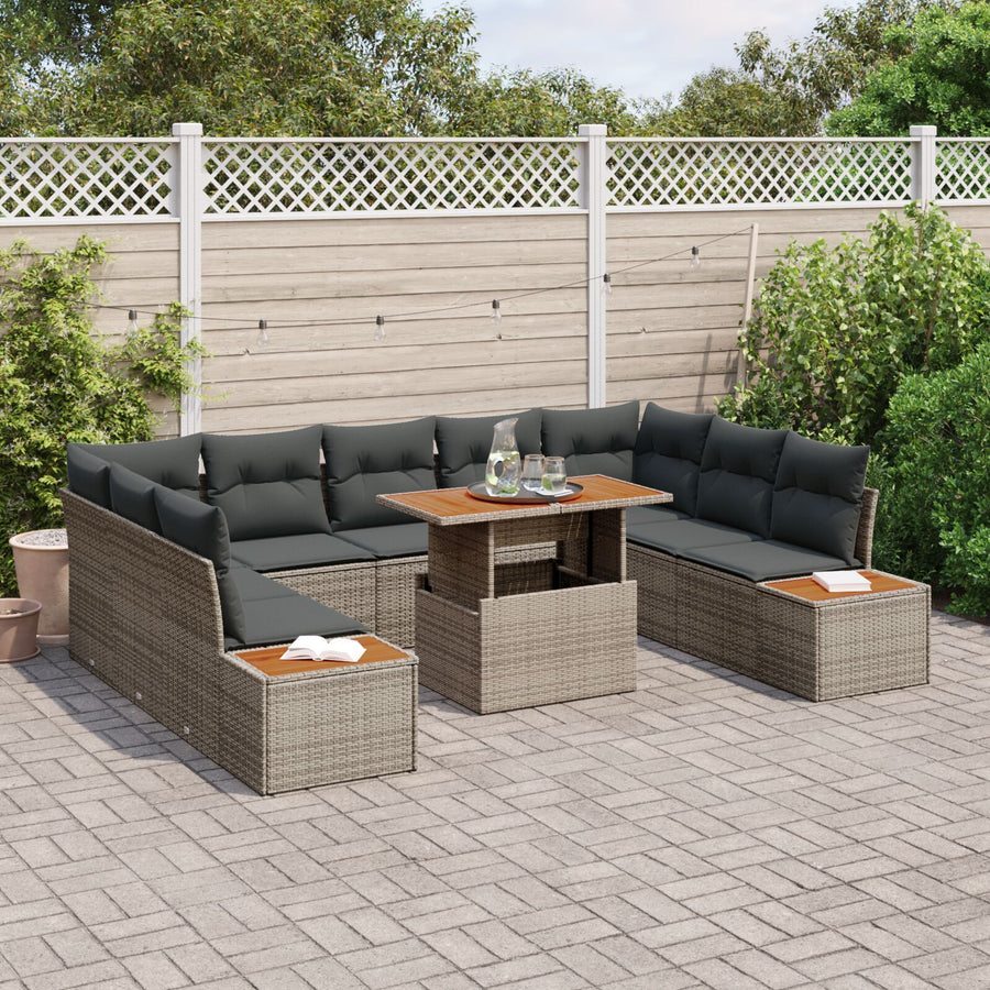 Tuin Sofa Set Set Van 6 Charcoal, Zacht Grijs, Licht Bruin