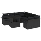 Garden Sofa Set with Cushions 9 pcs Black Poly Rattan