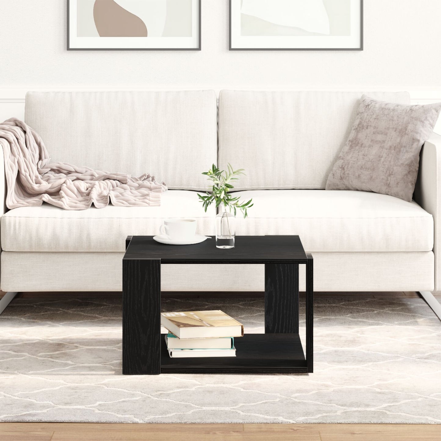 Salontafel Zwart Eiken 85X55X31 Cm Bewerkt Hout