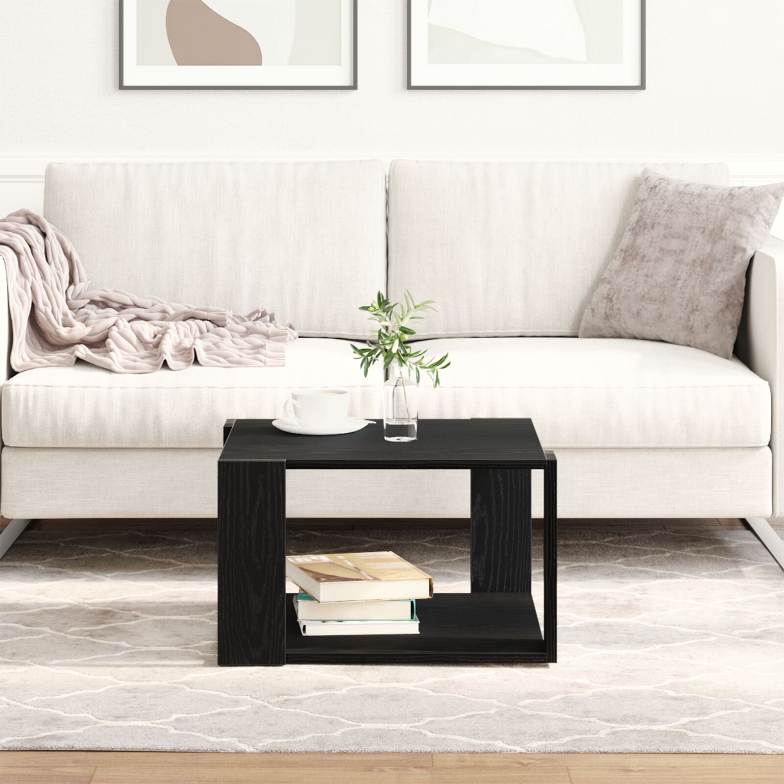 Salontafel Zwart Eiken 85X55X31 Cm Bewerkt Hout