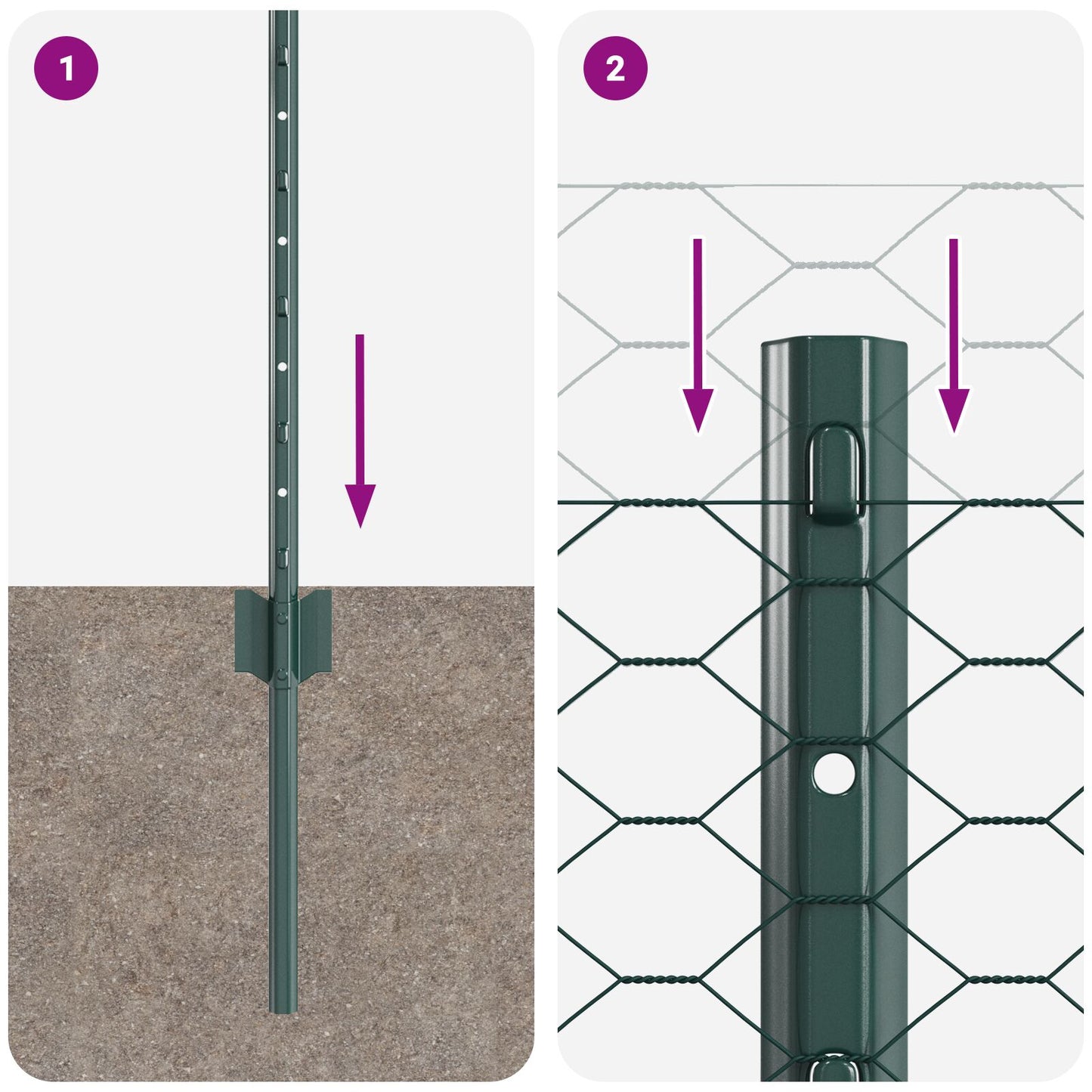 Hekpalen 5 Stuks U-Kanaal Groen 80 Cm Staal,  Hexagon Hek Groen 0.8 X 10 M Staal