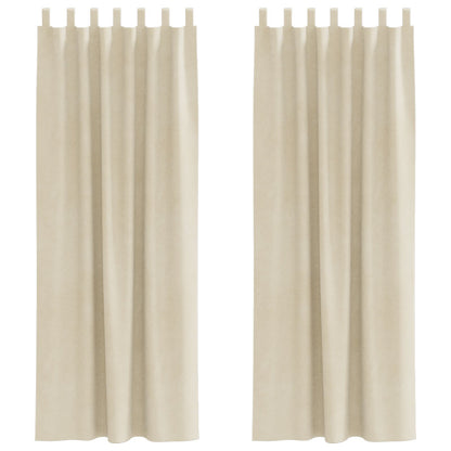 Blackout Gordijnen Met Hanglussen 2 Stuks Velvet Crème 140 x 260 cm met ophanglussen