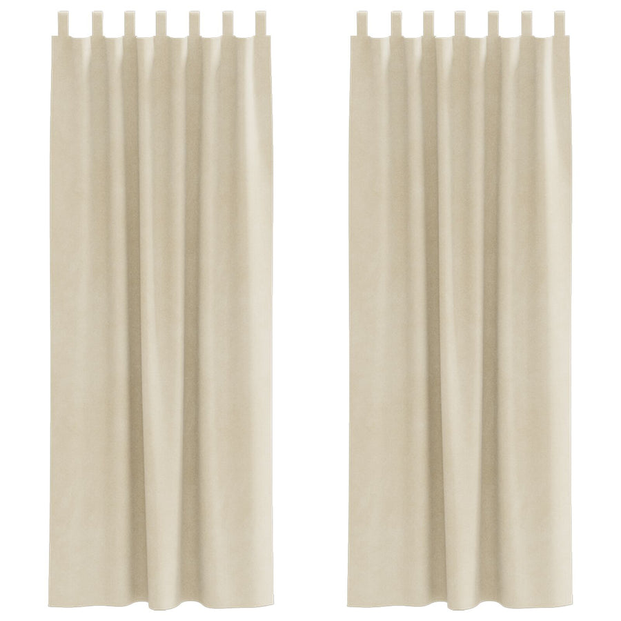 Blackout Gordijnen Met Hanglussen 2 Stuks Velvet Crème 140 x 260 cm met ophanglussen