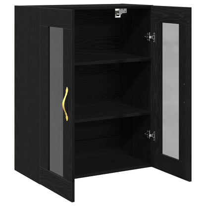 Wandkast Met Glazen Deuren Zwart Eik 69,5X34X90 Cm