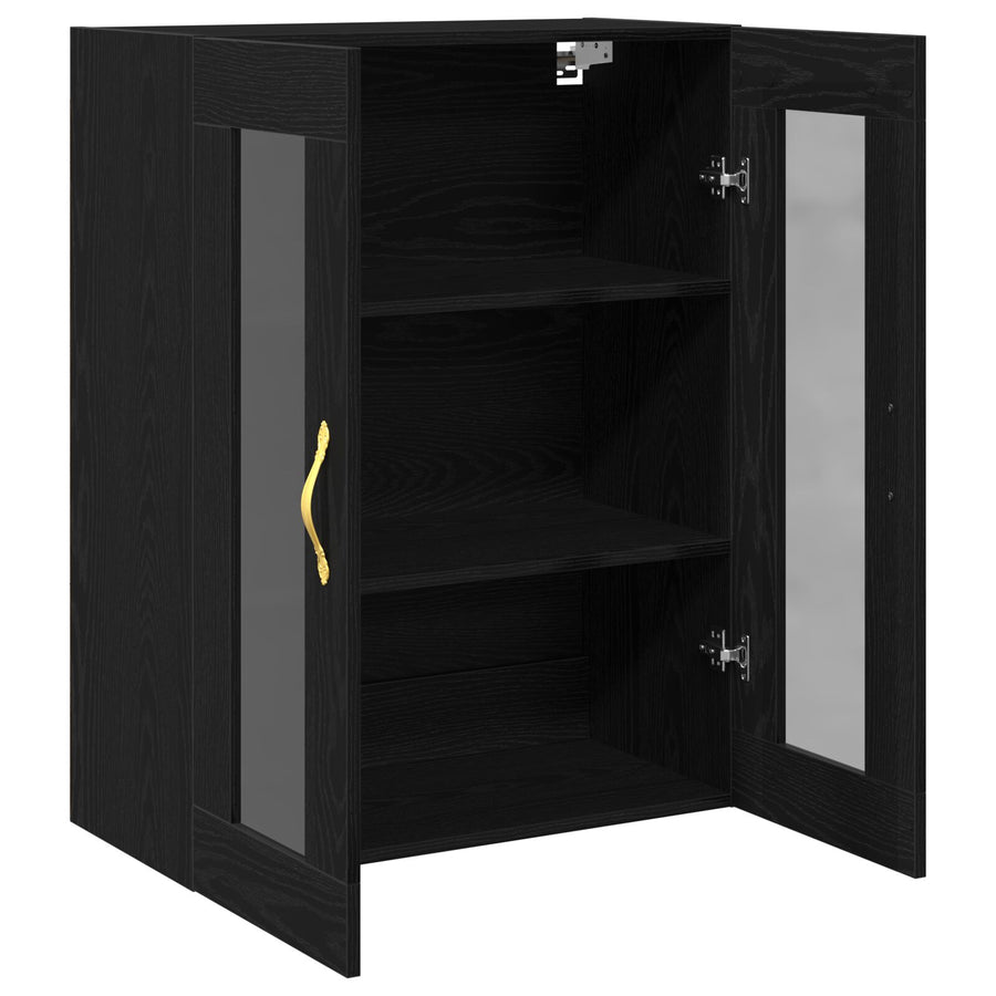 Wandkast Met Glazen Deuren Zwart Eik 69,5X34X90 Cm