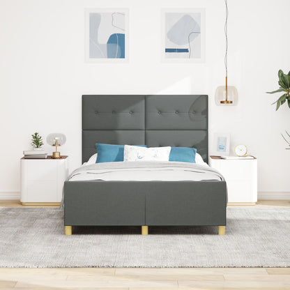 Bedframe Donkergrijs 160X200 Cm Stof Crème