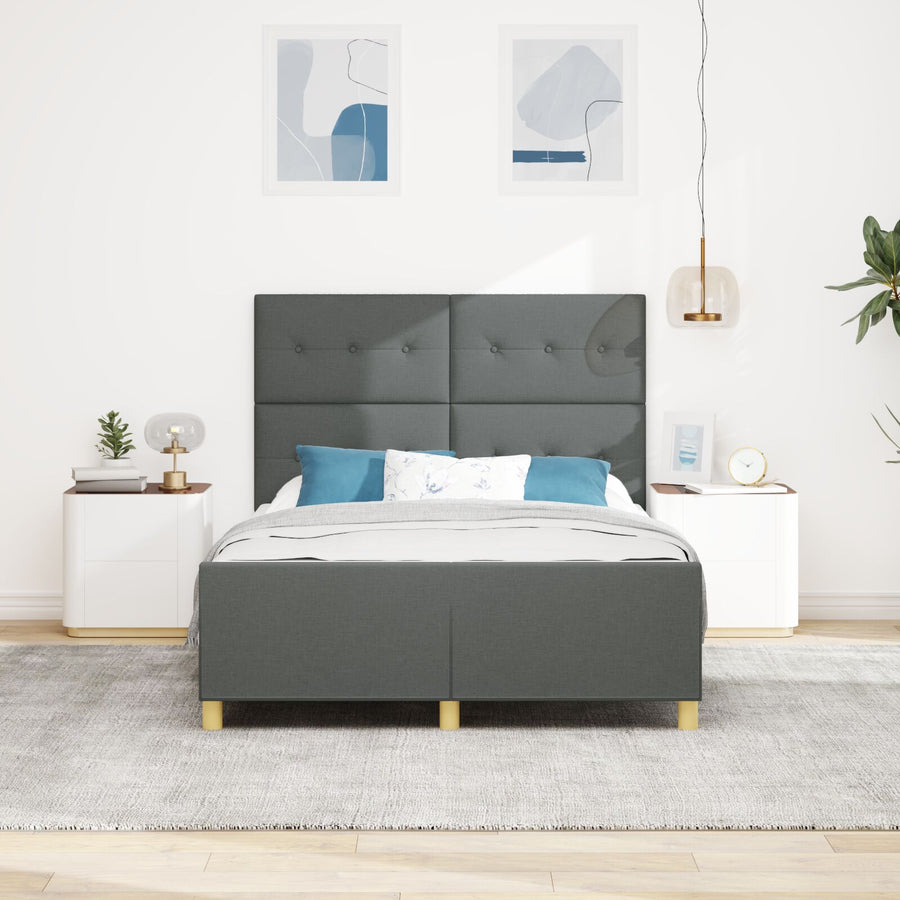 Bedframe Donkergrijs 160X200 Cm Stof Crème