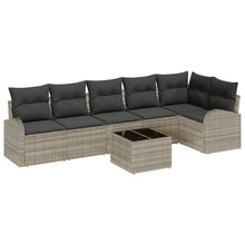 7-delige Tuin Sofa Set met Kussens Grijs Poly Rattan