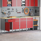 Werkkast set 5 stuks rood grijs 255x55x85 cm