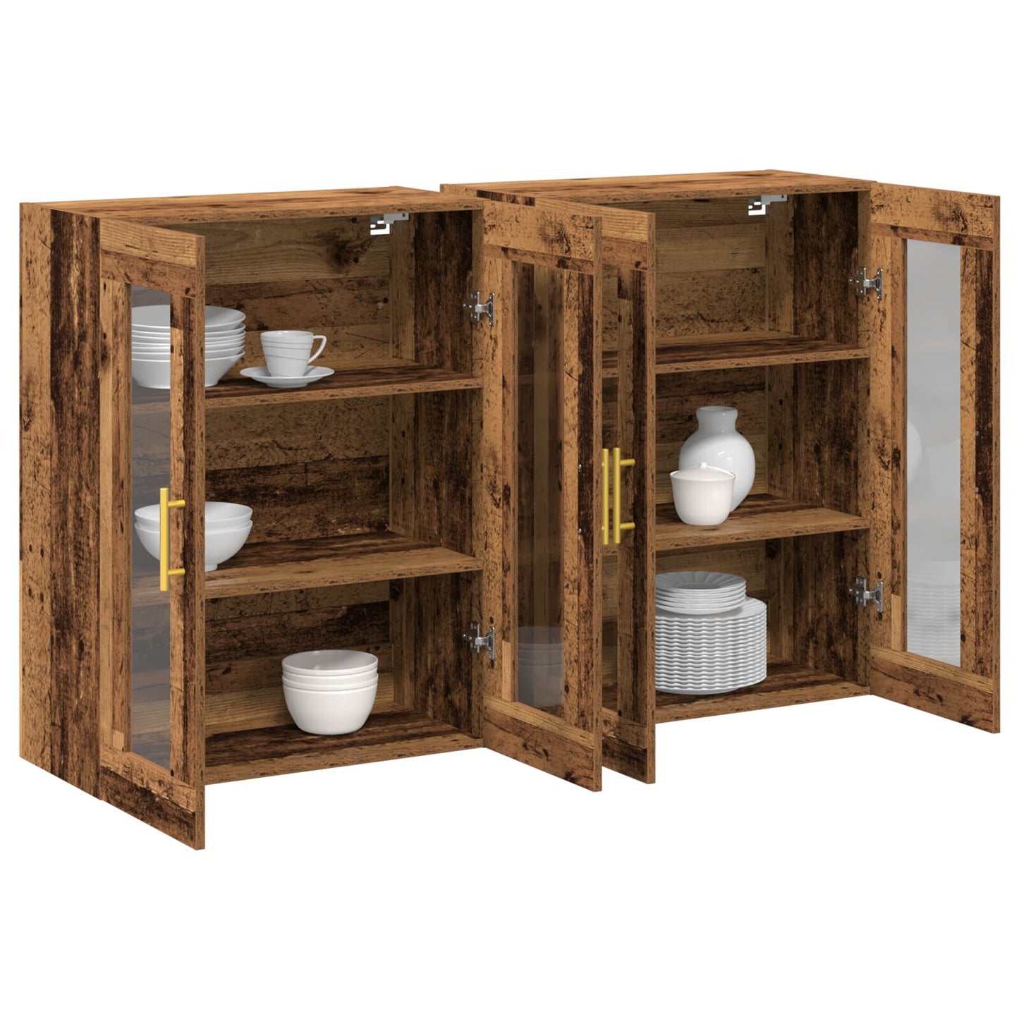 Wandkast Set Van 2 Oude Hout Massief Hout 139 X 34 X 90 Cm