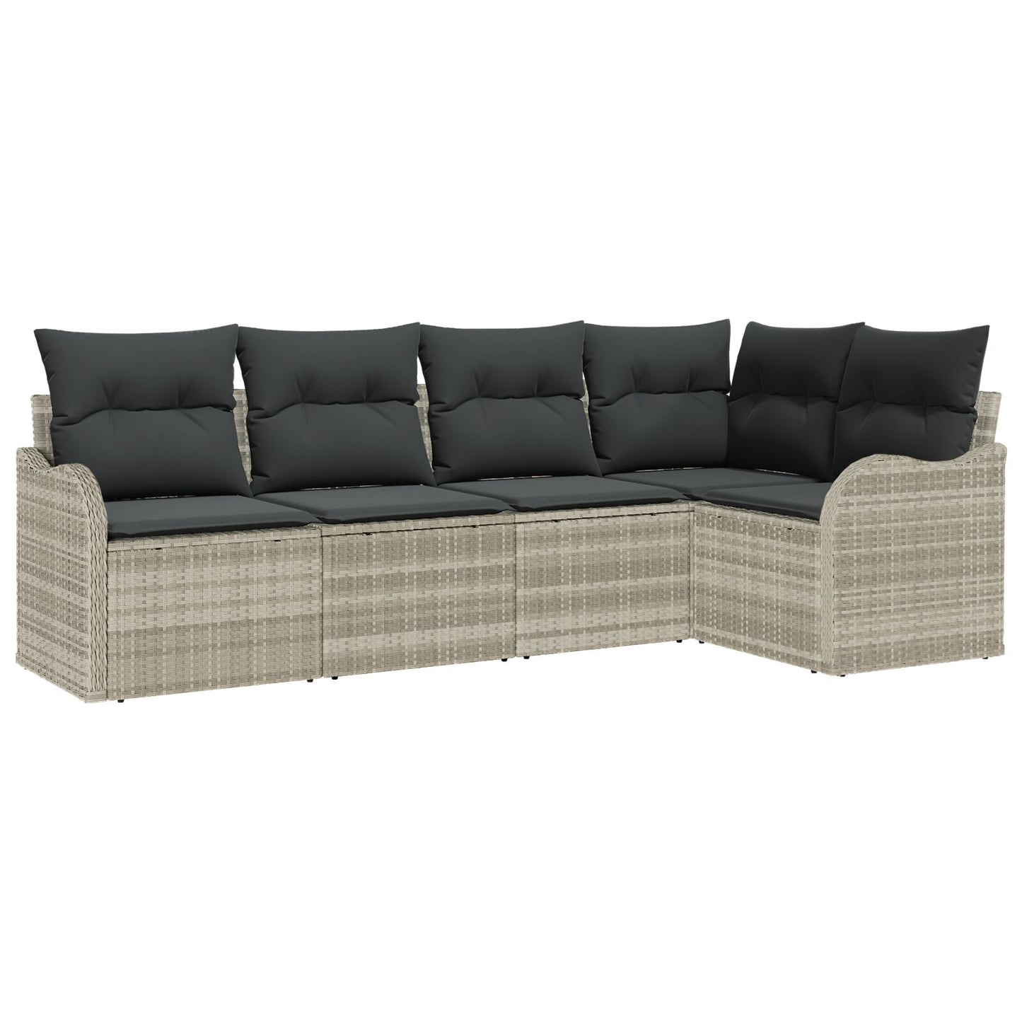 5-delig Tuin Sofa Set met Kussens Lichtgrijs Poly Riet, vidaXL 2-zits Tuin Sofa met Kussens Lichtgrijs Poly Riet