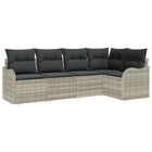 Garden Sofa Set with cushions 5 pcs Light Grey Poly rattan