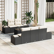 Loungeset poly rattan 6-delig zwart crème 5 personen