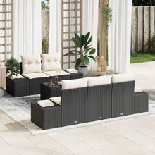 6-Delige Tuinbankset Met Kussens Zwart Poly Rattan