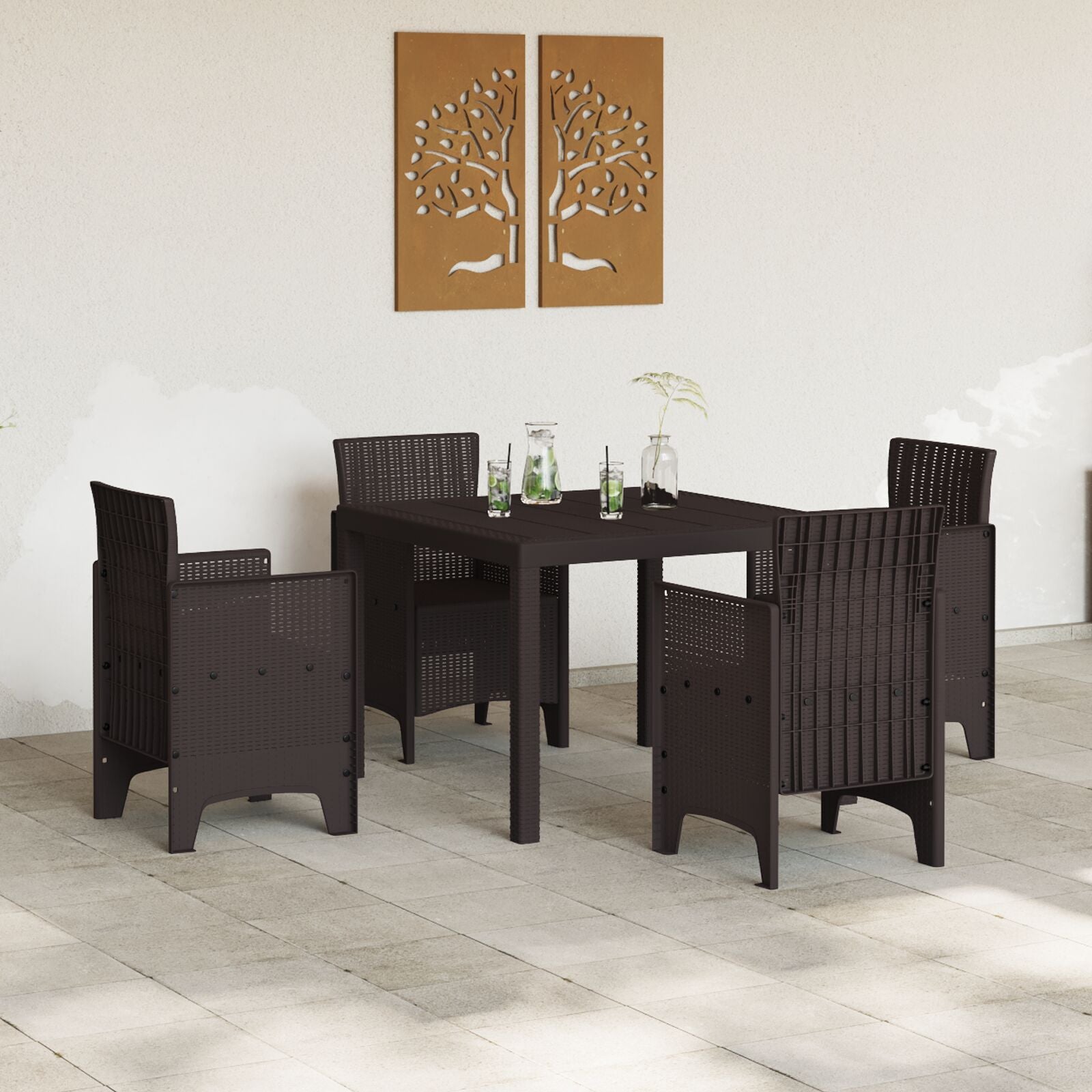 Buiten Tafel Polypropeen Vierkant Lichtgewicht Bruin 1 m