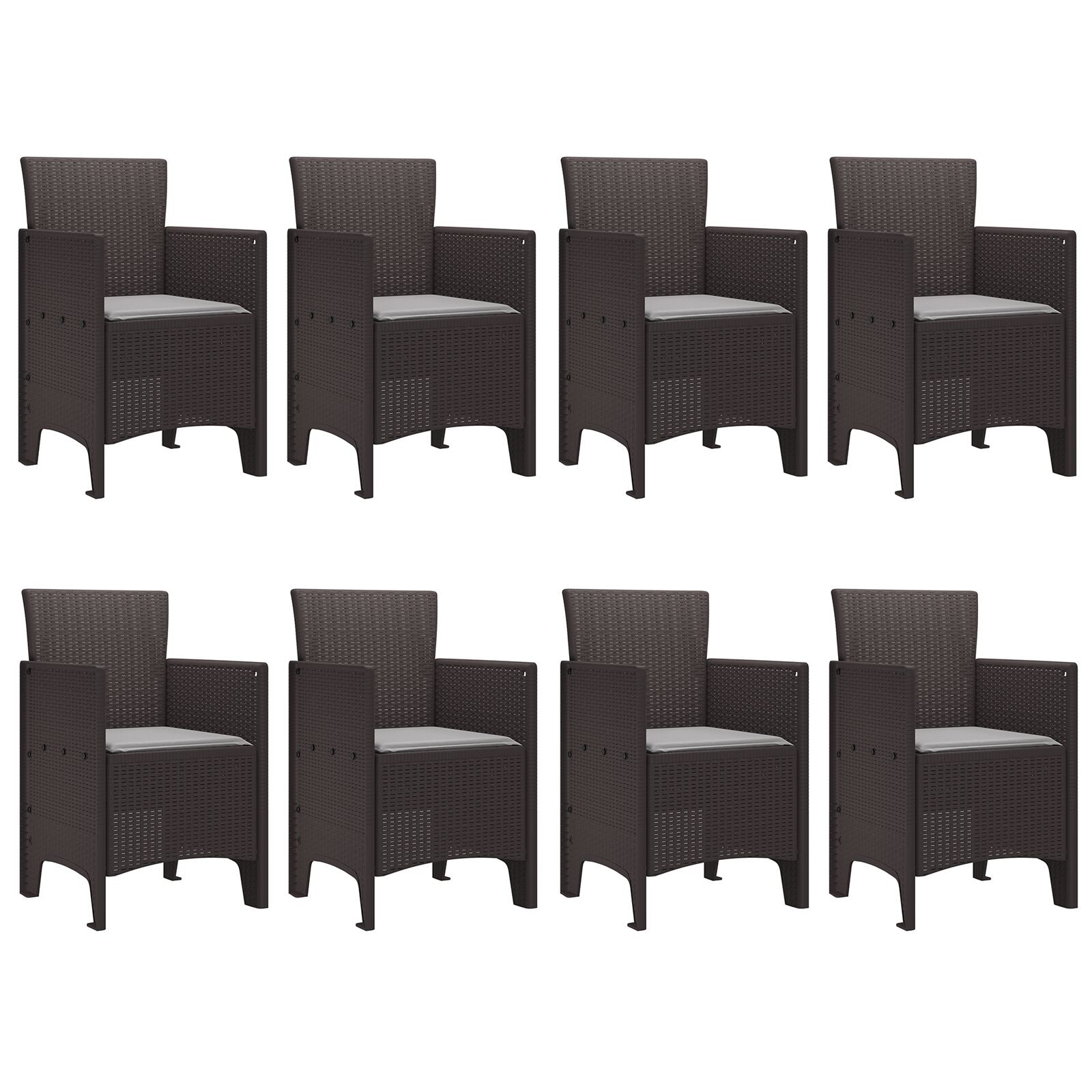 9-Delige Tuindining Set Met Kussens Bruin Poly Rattan
