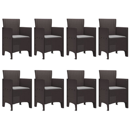 9-Delige Tuindining Set Met Kussens Bruin Poly Rattan