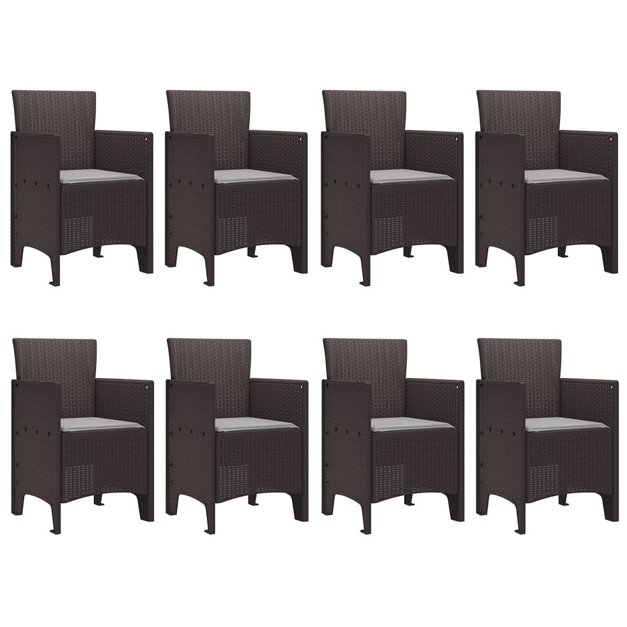 9-Delige Tuindining Set Met Kussens Bruin Poly Rattan
