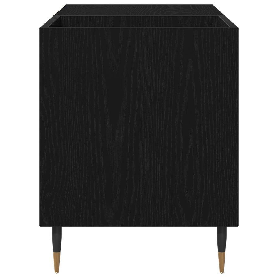 Recordkast 84,5X38X48 Cm Bewerkt Hout Zwart eiken