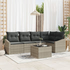 Loungeset poly rattan 6-delig lichtgrijs