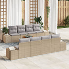 Garden lounge set with storage 9 pcs Beige and Light Grey poly rattan