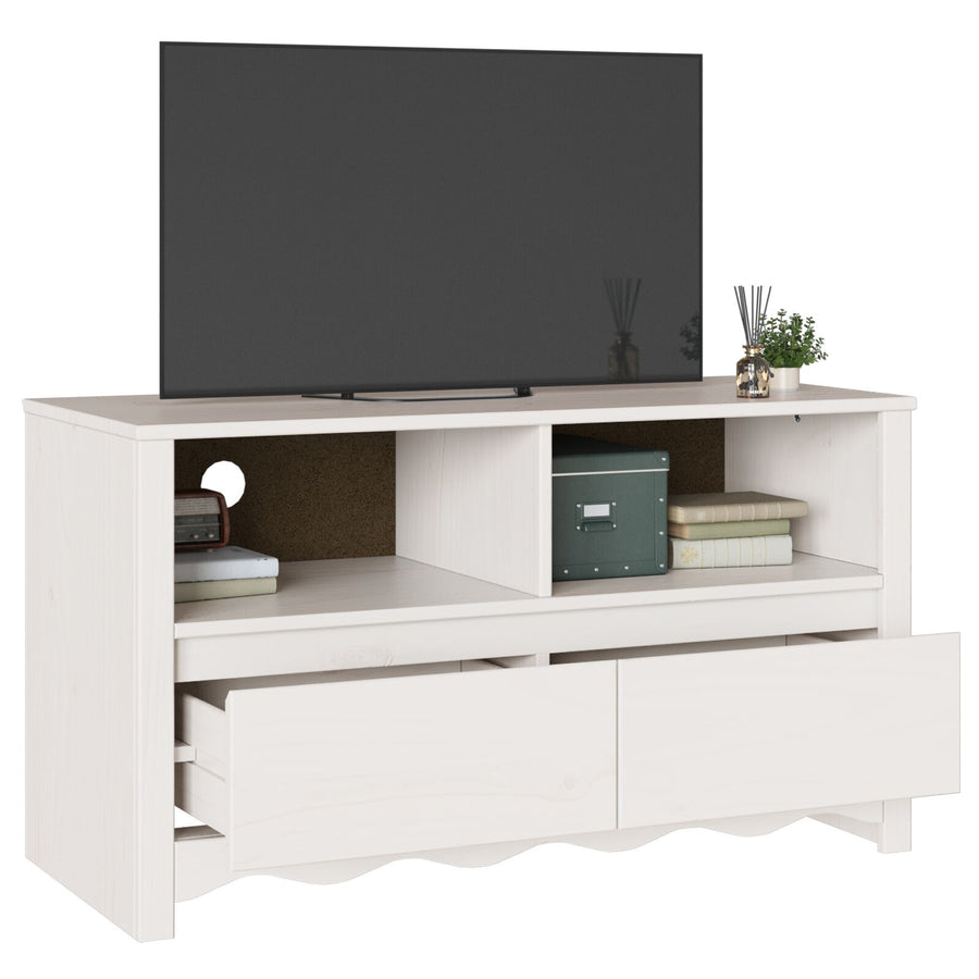 Tv-Kast ""Drammen"" 99X43X55 Cm Massief Hout Vuren Wit