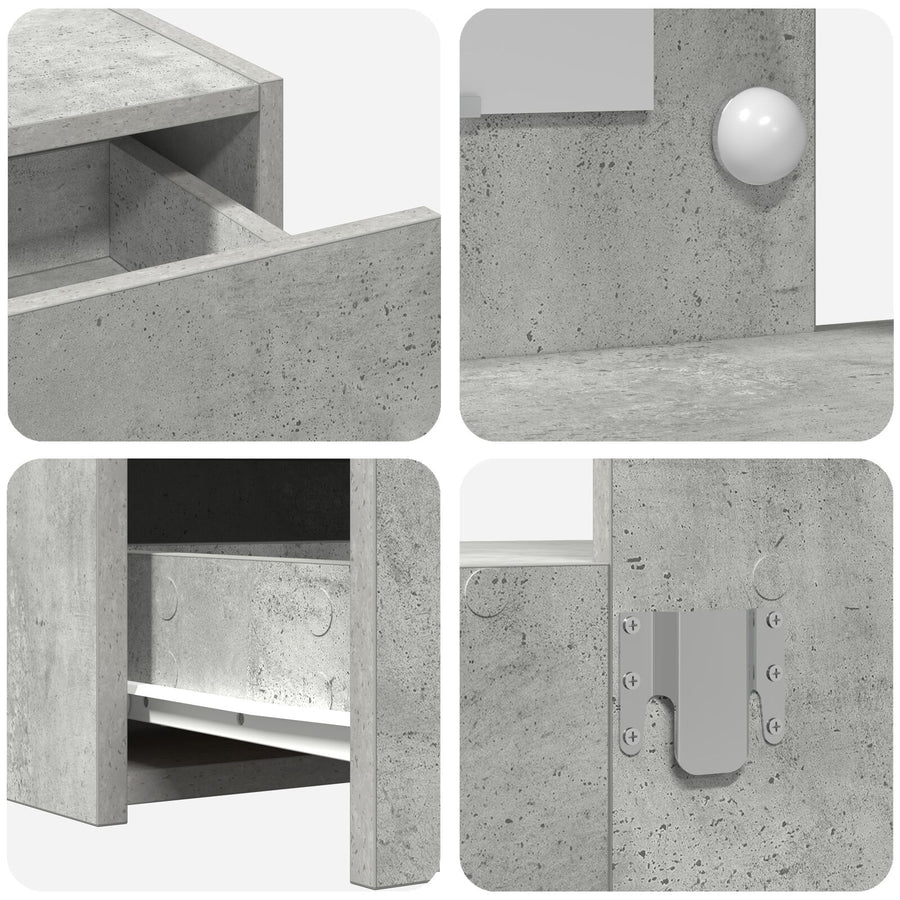 Wandkaptafel -Lichten In 100 x 40 x 70 cm Beton grijs met LED