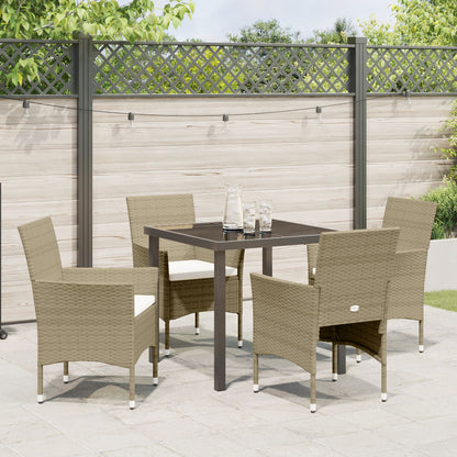5-Delige Tuin Eetset Beige Poly Rattan