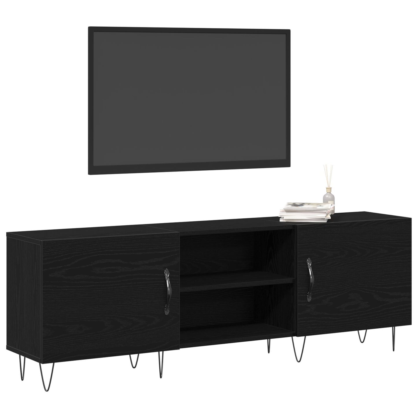 Tv-Kast Zwart Eiken 150X30X50 Cm Bewerkt Hout