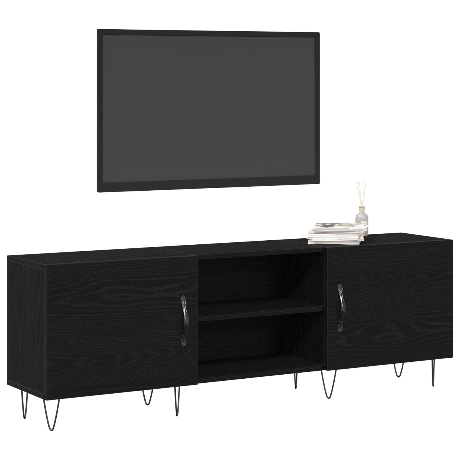 Tv-Kast Zwart Eiken 150X30X50 Cm Bewerkt Hout