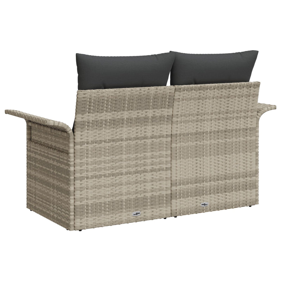 2-Zits Tuin Sofa & Kussens Poly Rattan Lichtgrijs met opslag