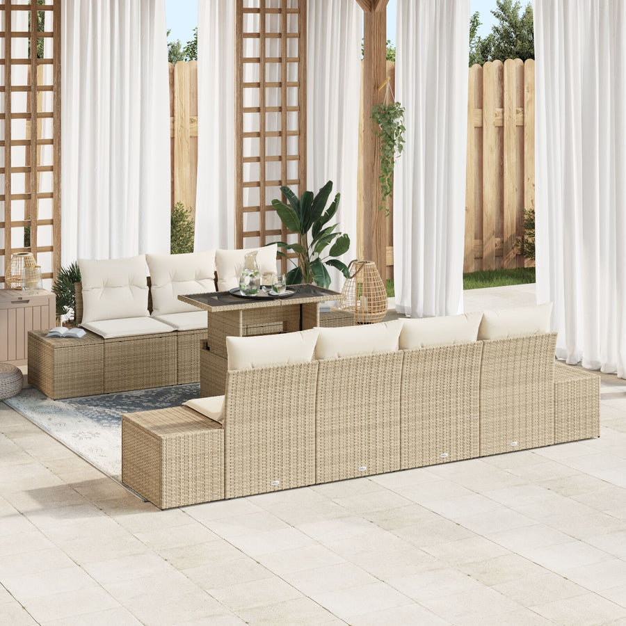 8-Delige Tuin Sofa Set Met Kussens Beige Poly Rattan